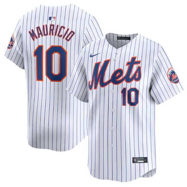 Mens New York Mets #10 Ronny Mauricio White 2024 Home Limited Stitched Baseball Jersey Dzhi